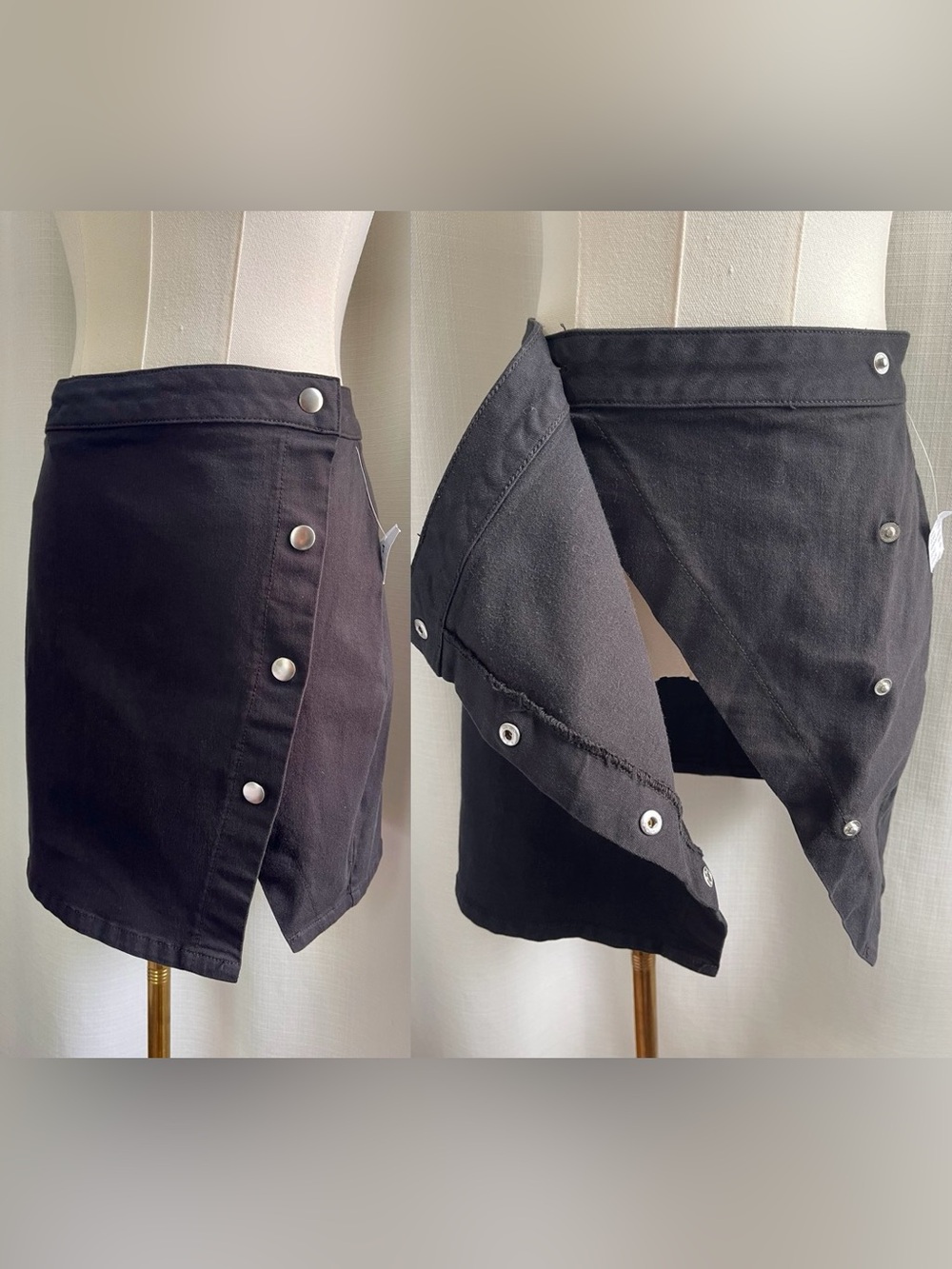 Alternative Black Snap-Front skater Mini Skirt